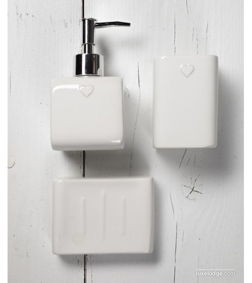 Pure Heart 3-Piece Ceramic Bathroom Soap Dish Set -  - 