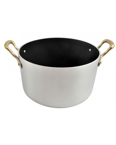 High Saucepan in Non-Stick Aluminum with 2 Brass Handles - Ottinetti -  - 
