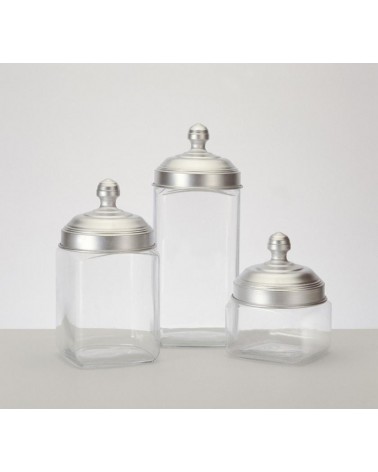Set mit 3 Glasbehältern mit mattem Aluminiumdeckel – Ottinetti - 