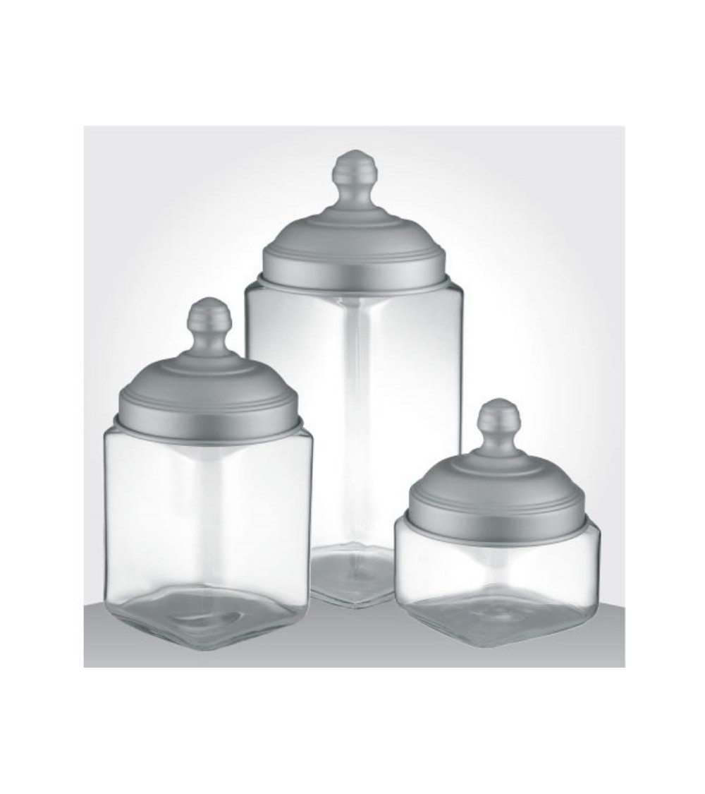 Set of 3 Glass Containers with Satin Aluminum Cap - Ottinetti -  - 