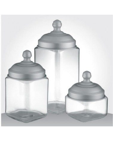 Set mit 3 Glasbehältern mit satiniertem Aluminiumdeckel – Ottinetti - 