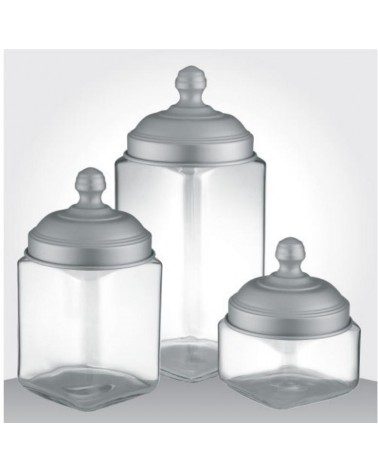 Set of 3 Glass Containers with Satin Aluminum Cap - Ottinetti -  - 