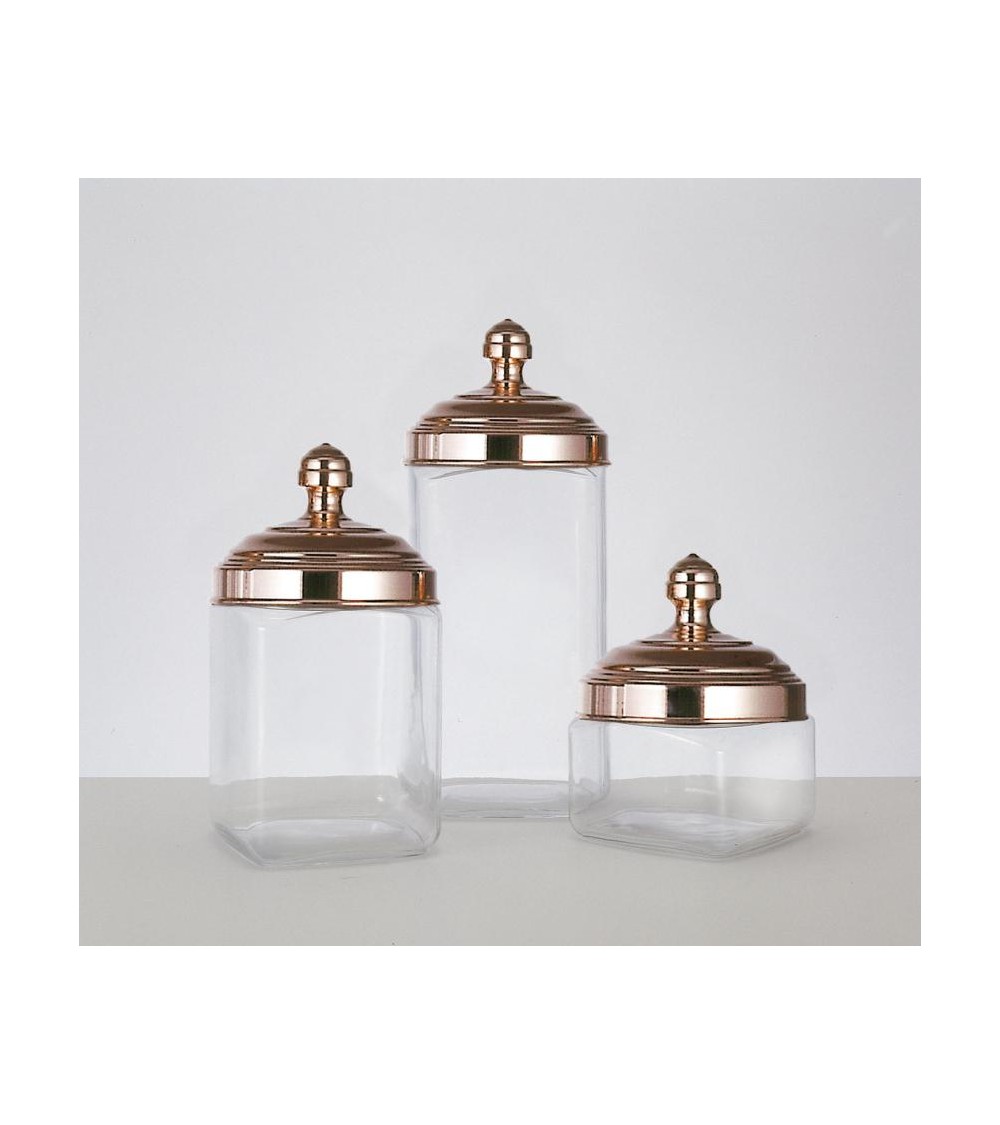 Set aus 3 Küchenbehältern aus Glas mit Kupferkappen – Ottinetti - 