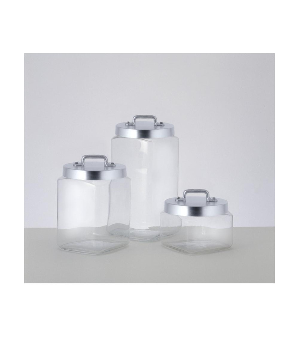 Set de 3 Pots de Cuisine en Verre avec Bouchon et Pont en Aluminium Mat - Ottinetti - 