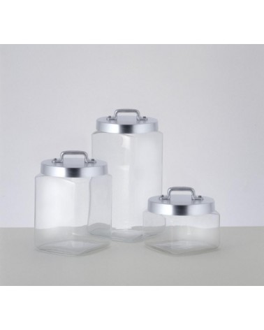 Set de 3 Pots de Cuisine en Verre avec Bouchon et Pont en Aluminium Mat - Ottinetti - 