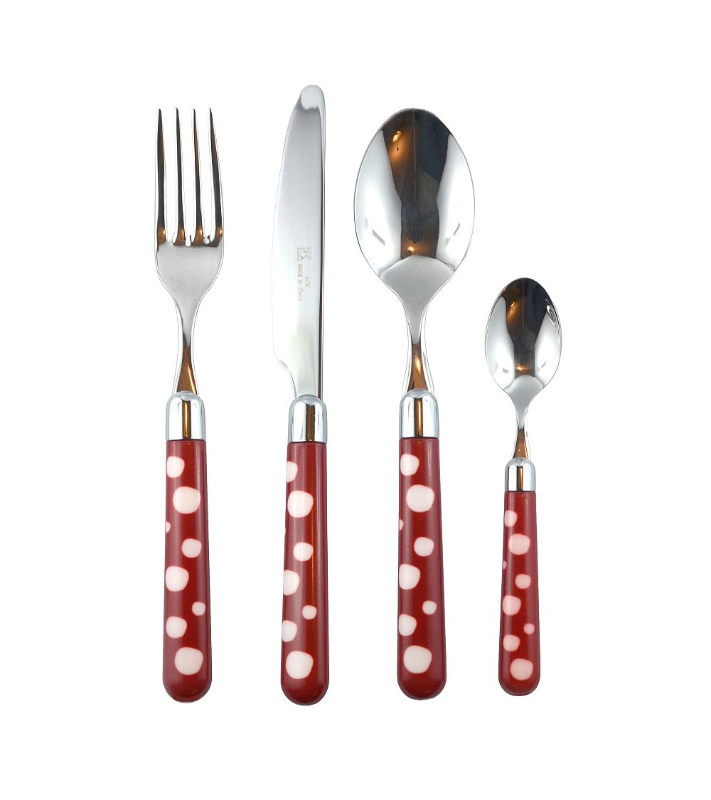Couverts en acier avec manche coloré - Naif Snow Pois - Rivadossi Sandro -  Couverts en acier avec manche coloré - Naif Snow Pois - Rivadossi Sandro -