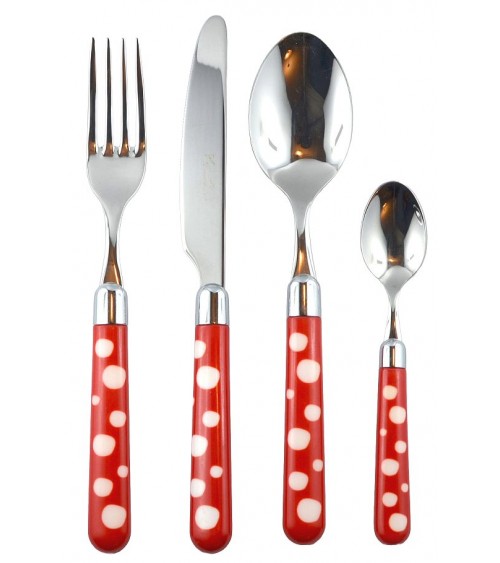 Couverts en acier avec manche coloré - Naif Snow Pois - Rivadossi Sandro - 