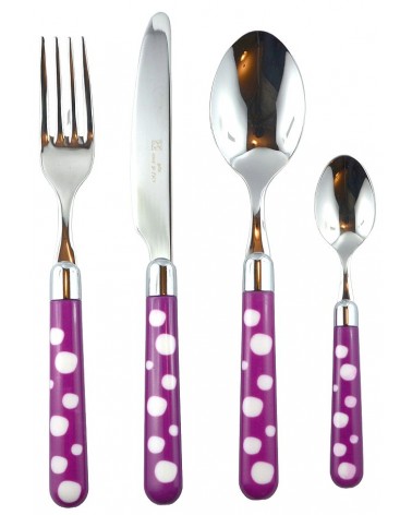 Couverts en acier avec manche coloré - Naif Snow Pois - Rivadossi Sandro - 
