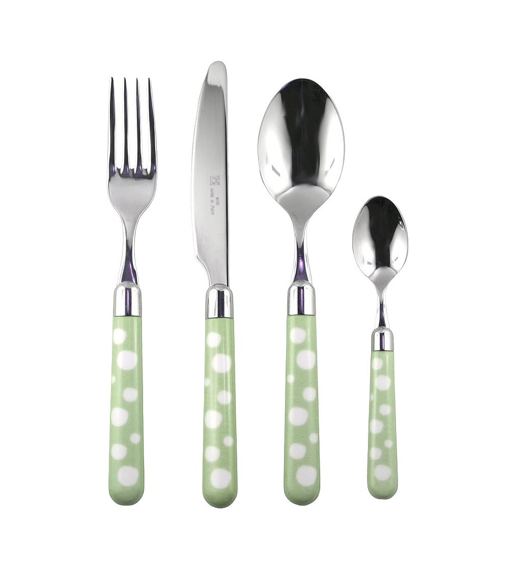 Couverts en acier avec manche coloré - Naif Snow Pois - Rivadossi Sandro - 
