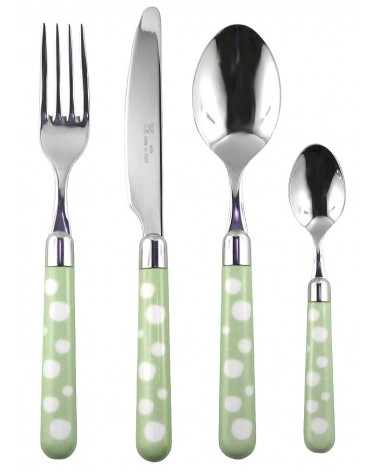 Couverts en acier avec manche coloré - Naif Snow Pois - Rivadossi Sandro - 