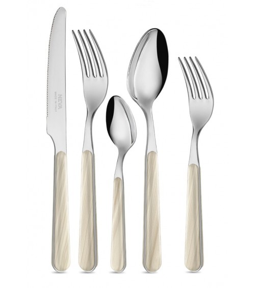 Set 30 Pezzi Posate Moderne - Texture Abete Avorio - 