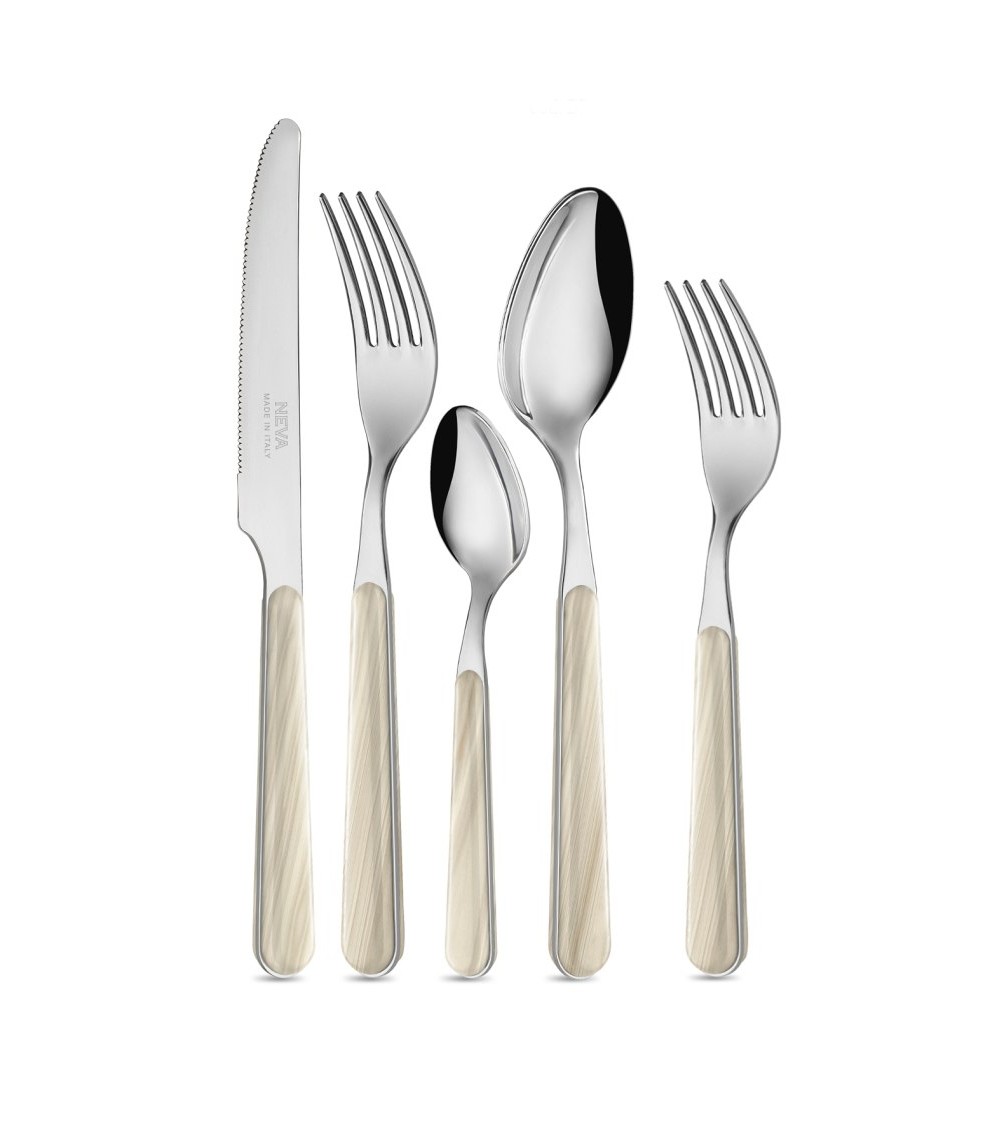 Set 30 Pezzi Posate Moderne - Texture Abete Avorio - 