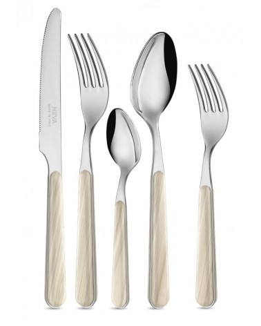 Set 30 Pezzi Posate Moderne - Texture Abete Avorio - 