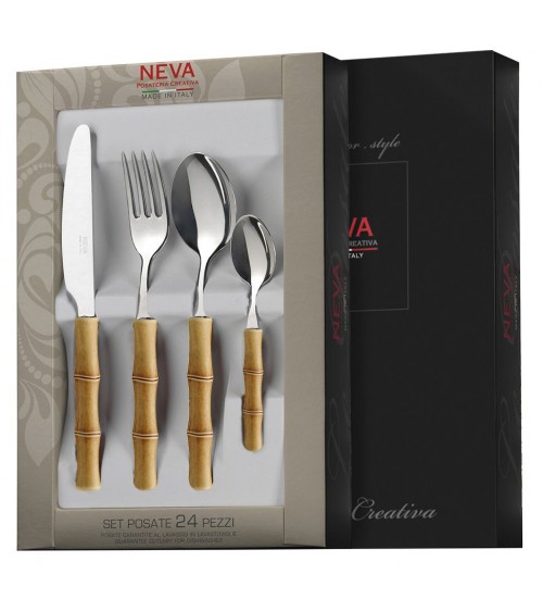 Bamboo Design Besteckservice 24-teilig - Neva Posateria Creativa - Box