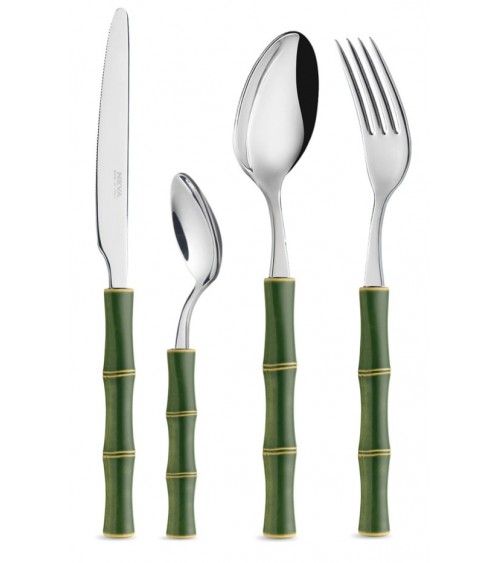Ménagère en Bambou 24 Pièces - Neva Posateria Creativa - vert