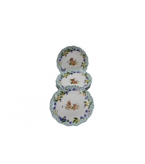 Set 6 Piattini Dolce  in Ceramica "Spring Easter" - Royal Family - 