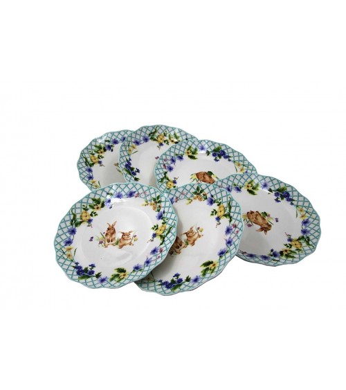 Set 6 Piattini Dolce  in Ceramica "Spring Easter" - Royal Family - 