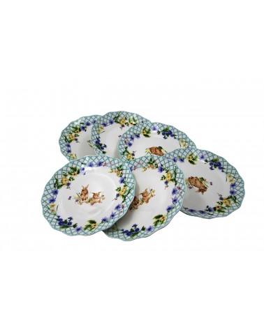 Set 6 Piattini Dolce  in Ceramica "Spring Easter" - Royal Family - 