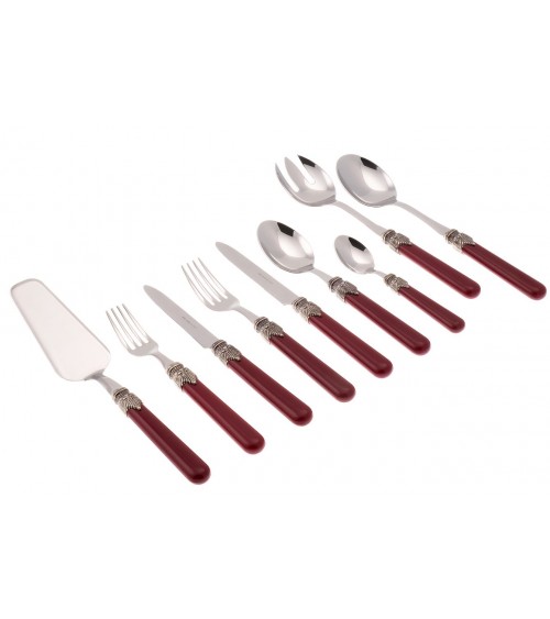 Rivadossi : Set Classique 75 Pièces - Couverts Shabby / Country - bordeaux