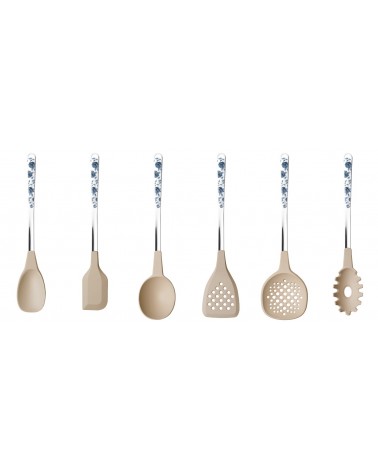 Ensemble de 6 ustensiles de cuisine vintage floral rose - Neva Posateria - 