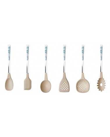 Set de 6 Ustensiles de Cuisine Roses de Chine - Neva Posateria - 