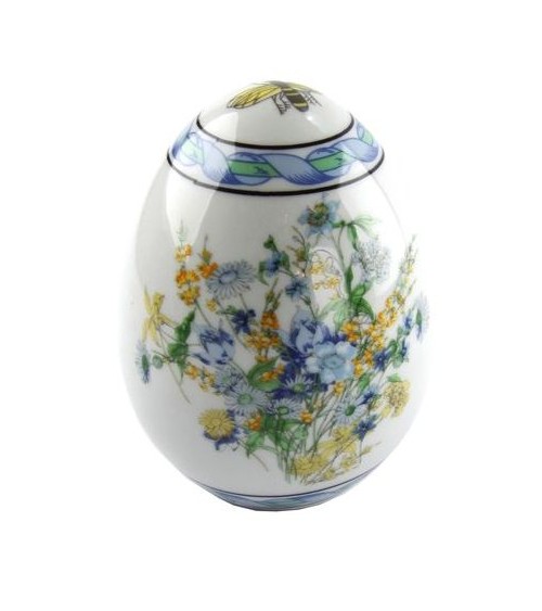 Dekoratives Ei in blauer Blumenkeramik - Made in Italien - gemacht -