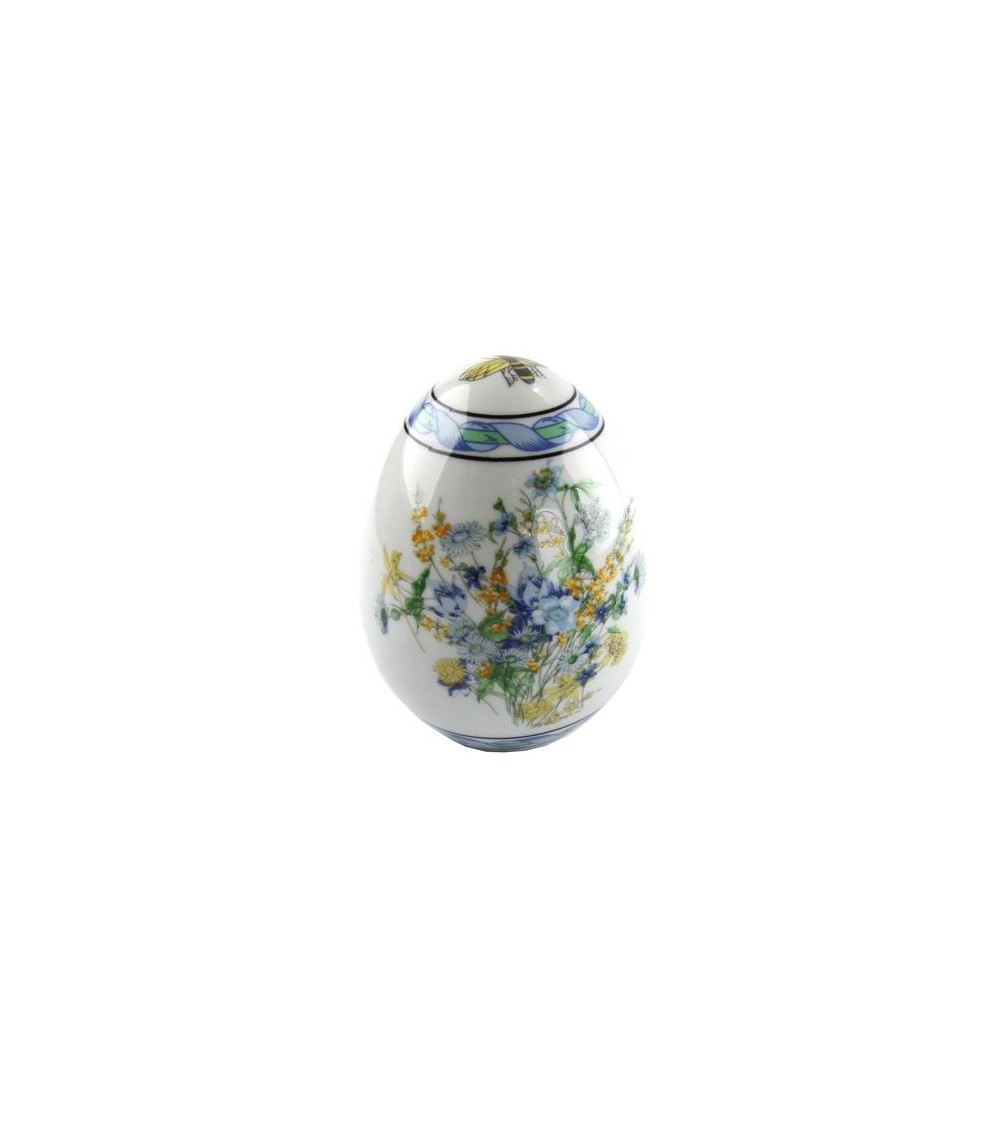 Dekoratives Ei in blauer Blumenkeramik - Made in Italien - gemacht -