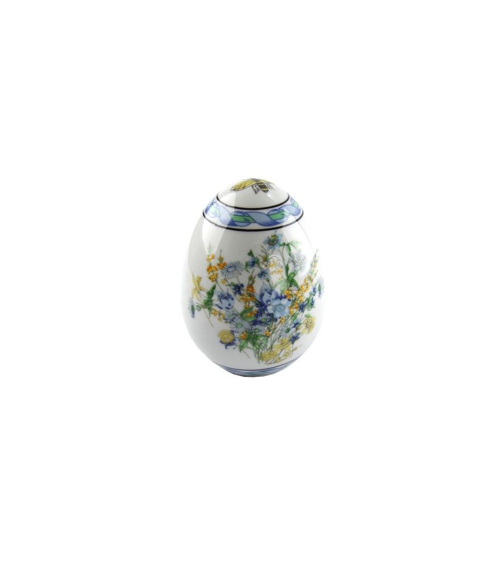 Dekoratives Keramik-Ei mit blauen Blumen – hergestellt in Italien - 