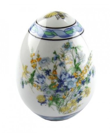 Decorative egg in Blue Flower ceramic - Made in Italy -