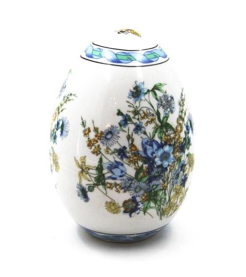 Dekoratives Ei in blauer Blumenkeramik - Made in Italien - gemacht -
