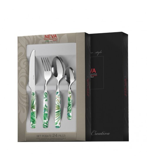 Posate Jungle Leaf Servizio 24 Pezzi - Neva Posateria Creativa - 