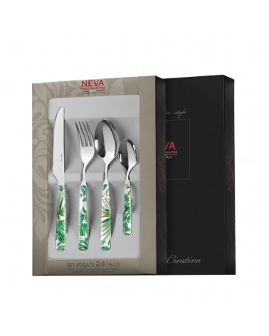Posate Jungle Leaf Servizio 24 Pezzi - Neva Posateria Creativa - 