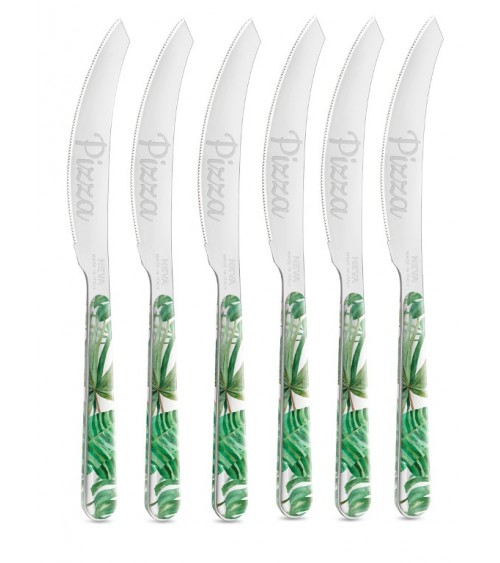 Coffret de 6 couteaux à pizza Jungle Leaf - Neva Posateria Creativa - 