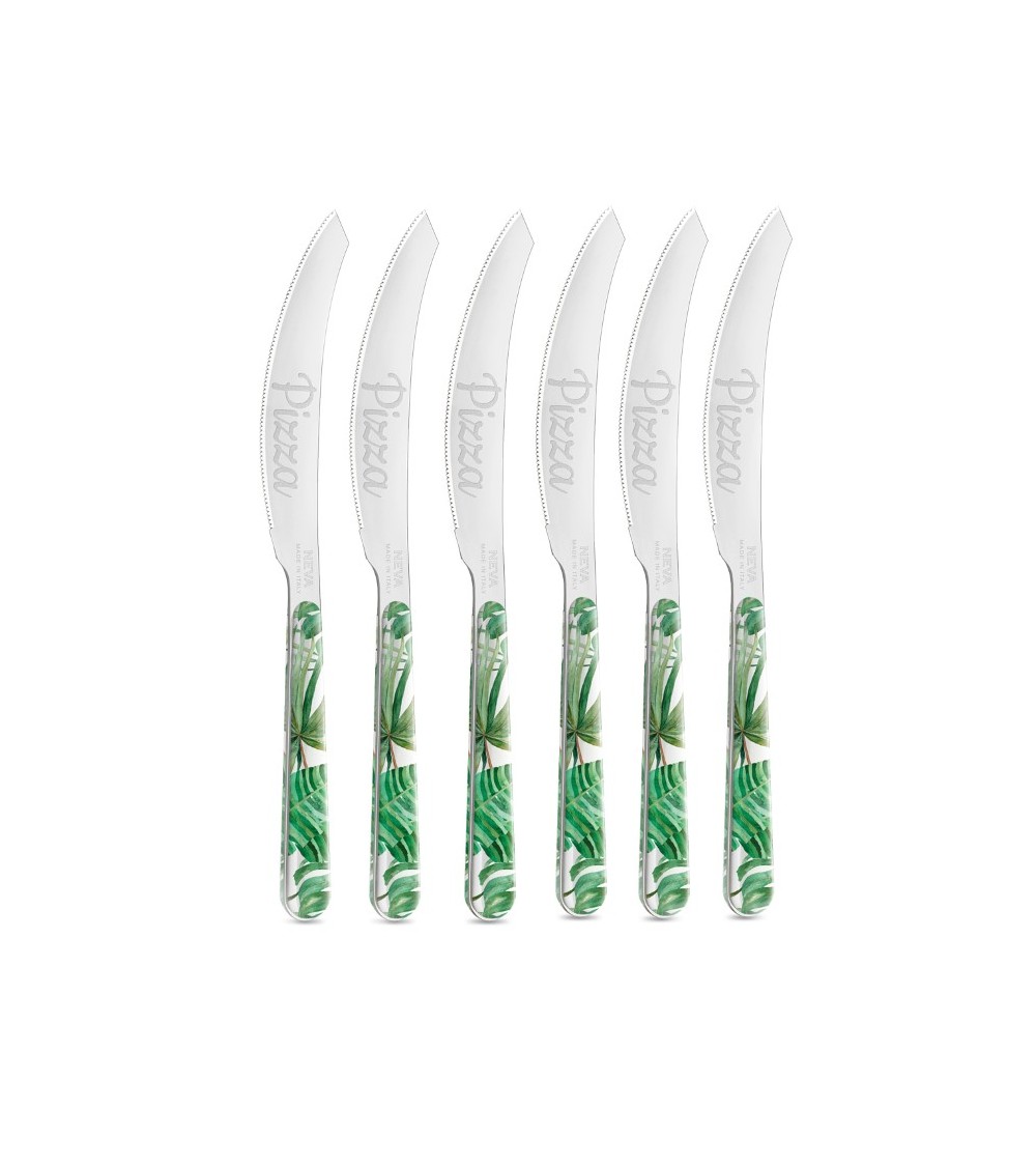 Coffret de 6 couteaux à pizza Jungle Leaf - Neva Posateria Creativa - 