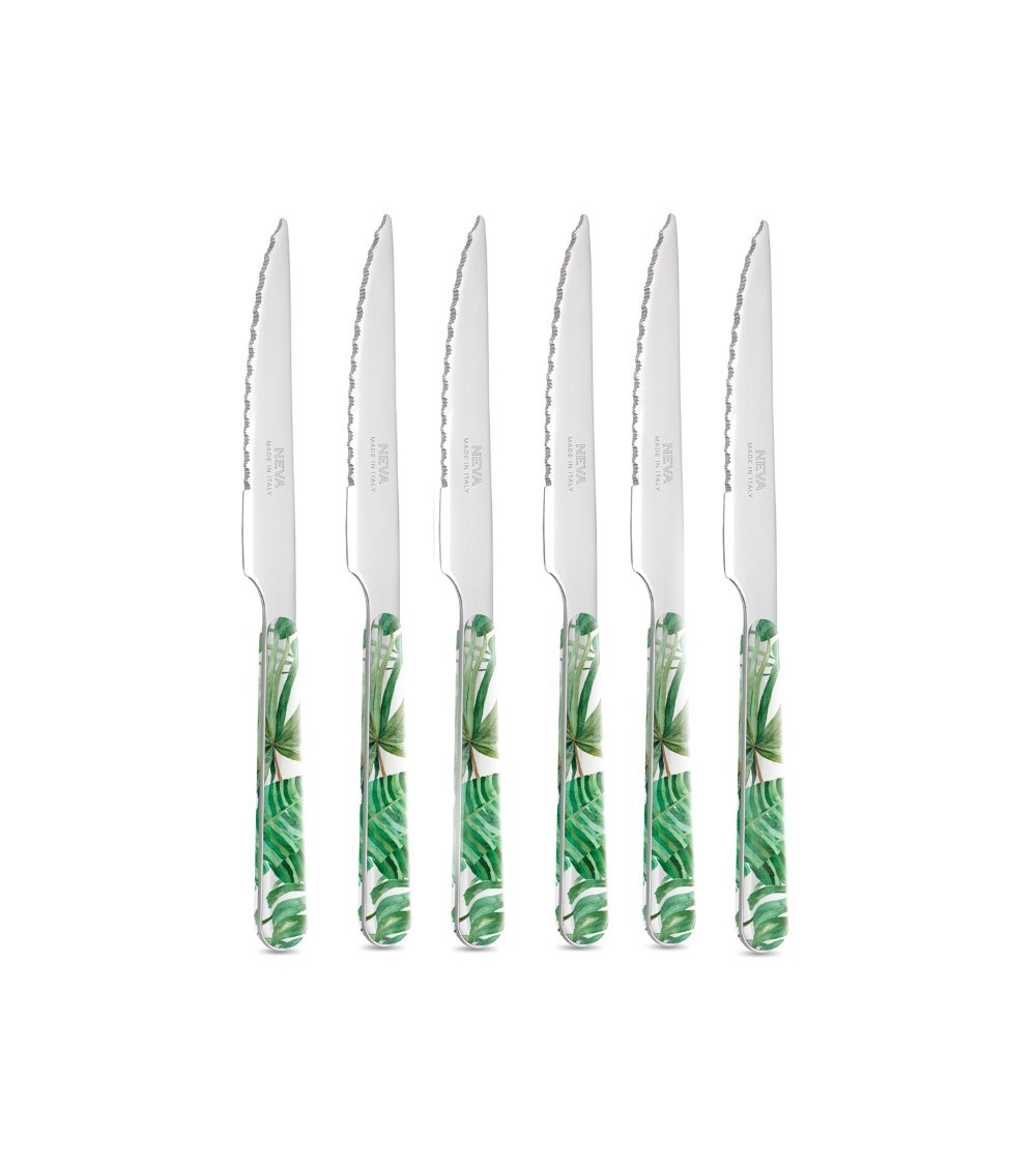Coffret de 6 couteaux à steak Jungle Leaf - Neva Posateria Creativa - 
