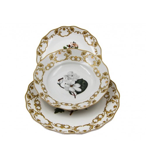 Flora Danica - Servizio di Piatti 18 Pz Porcellana Made in Italy - Royal Family Sheffield - 