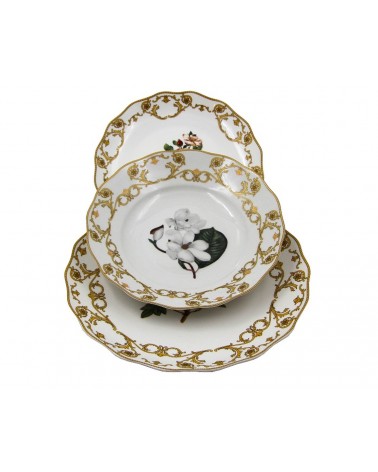 Flora Danica - Service de table 18 pièces en porcelaine fabriquée en Italie - Famille royale Sheffield -