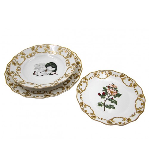 Flora Danica - Tafelservice 18-teilig, Porzellan, hergestellt in Italien - Royal Family Sheffield -