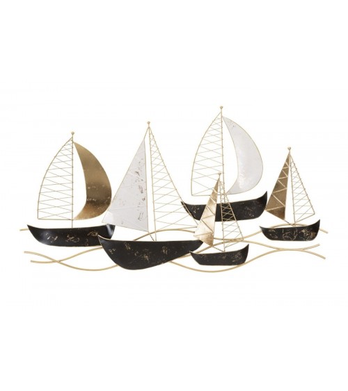 Schwarz-goldenes Glamour-Segelboot-Dekorpaneel – Mauro Ferretti –