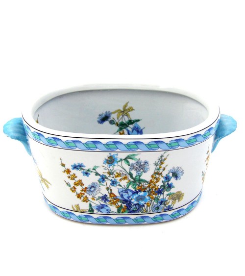 Übertopf Grande Blue Flower aus Keramik – Hergestellt in Italien – Royal Family Sheffield –
