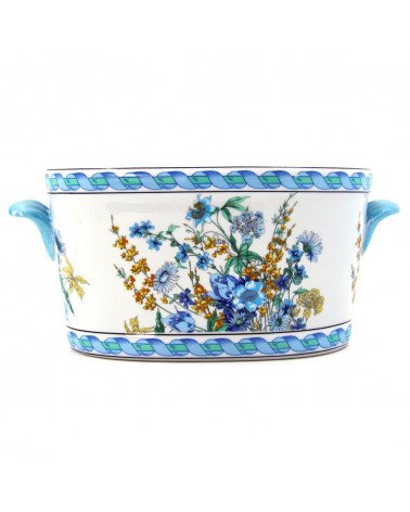 Cachepot Grande Blue Flower in Ceramica - Made in Italy - Royal Family Sheffield -