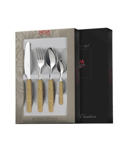 Intreccio Cutlery 24 Pieces beige - Neva Posateria Creativa