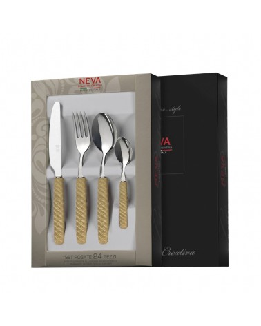 Intreccio Cutlery 24 Pieces beige - Neva Posateria Creativa