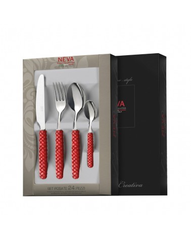 Intreccio Cutlery 24 Pieces red - Neva Posateria Creativa