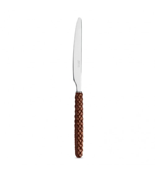 18 Piece Fruit Intreccio Brown Leather Knife Set - Neva Posateria Creativa