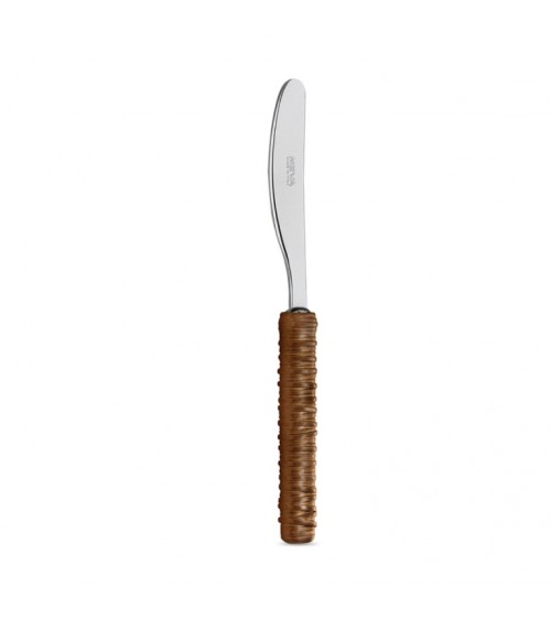 Butter spreader with leather brown Rattan decoration - Neva Posateria