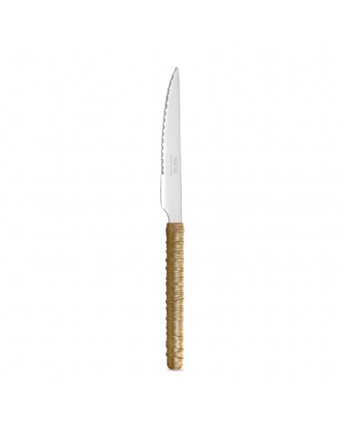 Coltello Bistecca con Decoro Rattan beige - Neva Posateria