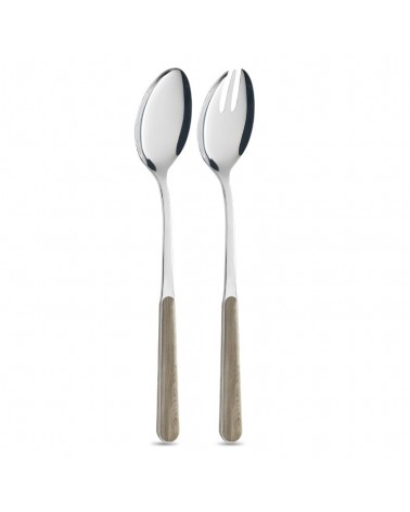 Salad Pair with Dove Gray Pine Wood Effect Handle - Neva Posateria