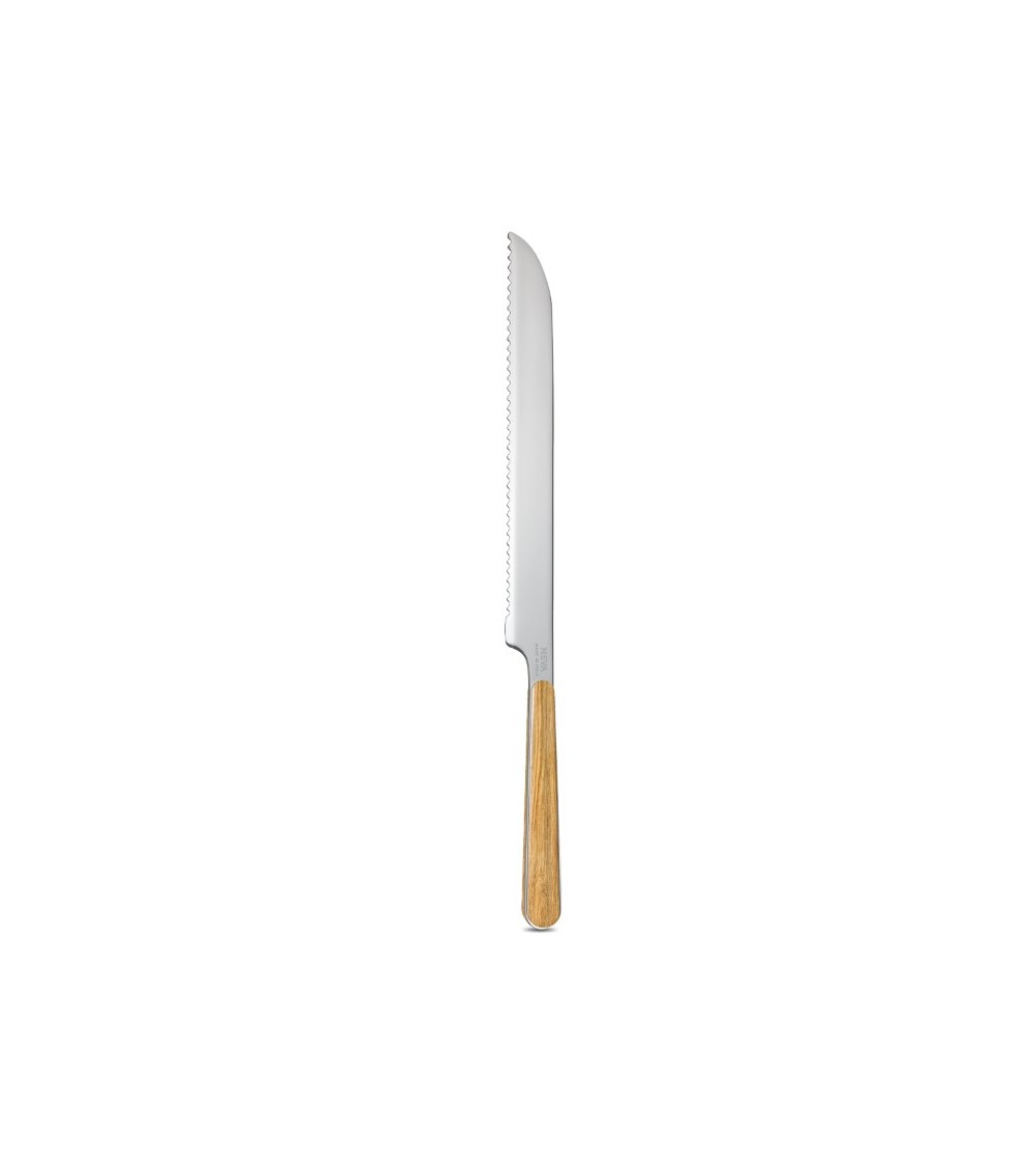 Cake Knife with Light Pine Effect Wood Handle - Neva Posateria