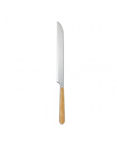 Cake Knife with Light Pine Effect Wood Handle - Neva Posateria